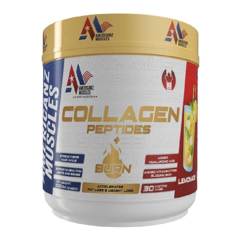 1 - Americanz Muscles Collagen Peptides + Burn,  300 g  Lemonade 