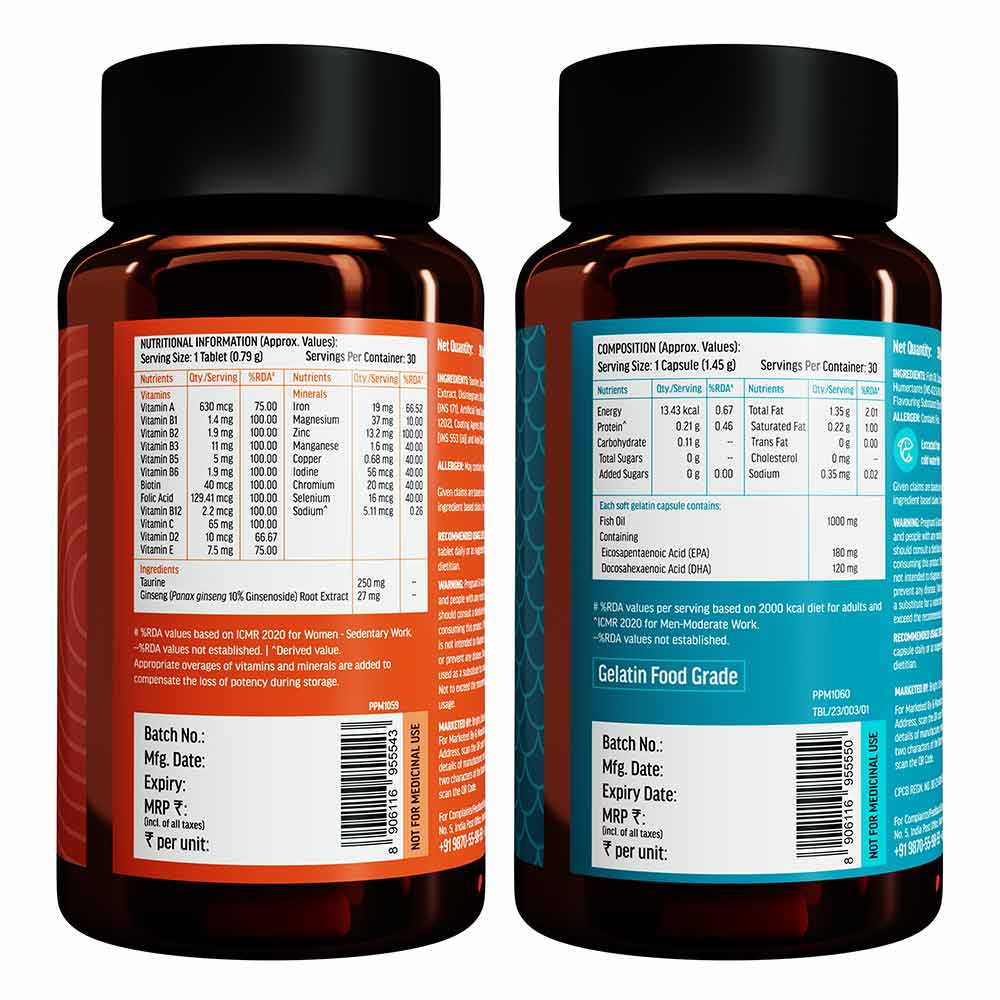 7 - HK Vitals Assorted Multivitamin - Fish Oil (30N tabs+ 30N Softgel caps), 2 Piece(s)/Pack