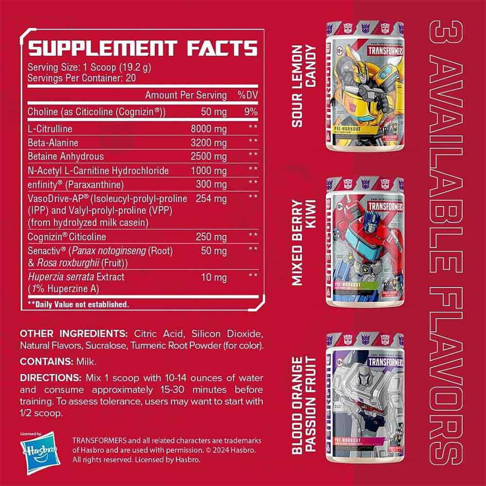 3 - Core Nutritionals Transformers Energon Pre Workout,  0.85 lb  Sour Lemon Candy 