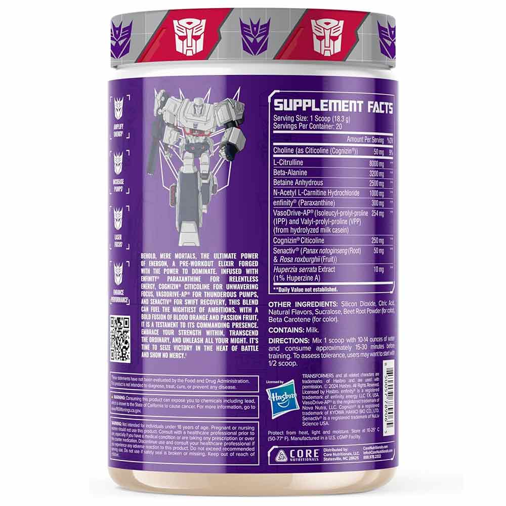 2 - Core Nutritionals Transformers Energon Pre Workout,  0.81 lb  Blood Orange Passion Fruit 