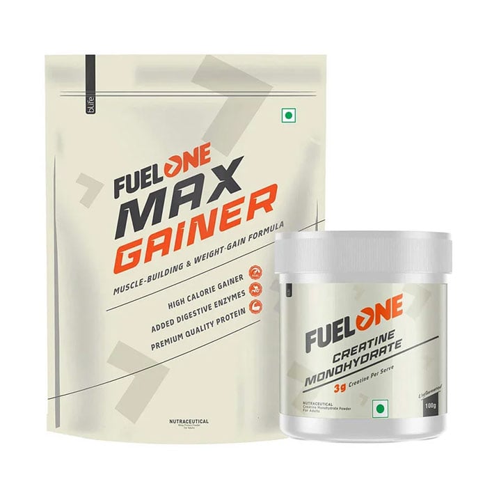 Fuel One Max Gainer 1kg Chocolate & Creatine Monohydrate 100g Combo