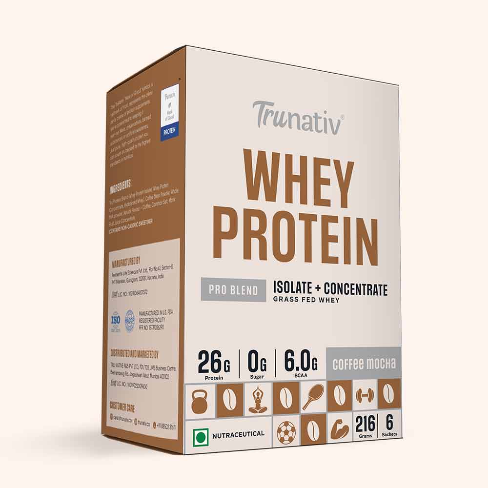 1 - TruNativ Pro Blend Whey Protein,  6 sachets/pack  Coffee Mocha 