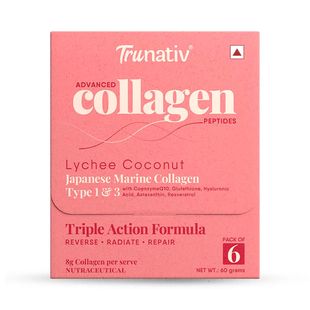 1 - TruNativ Advanced Collagen Peptides,  6 sachets/pack  Lychee Coconut (Japanese Marine Collagen Type 1 & 3) 