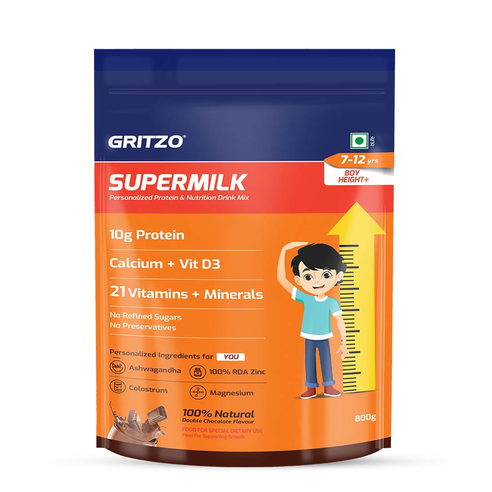 10 - Supermilk Height+ for Boy 7 to 12 years,  1 kg  Double Chocolate  7-12 Yrs  Boy  Height+ 