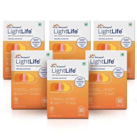1 - Dr. Morepen LightLife Pre-Meal Nutrition,  10 sachets/pack  Orange (Pack of 6) 