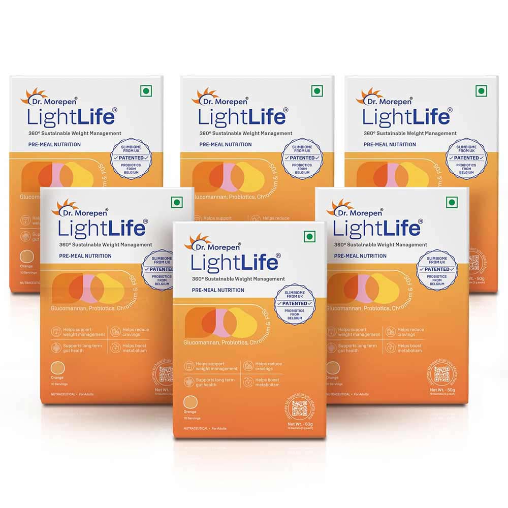 Dr. Morepen LightLife Pre-Meal Nutrition, 10 sachets/pack Orange (Pack of 6)-picture-40