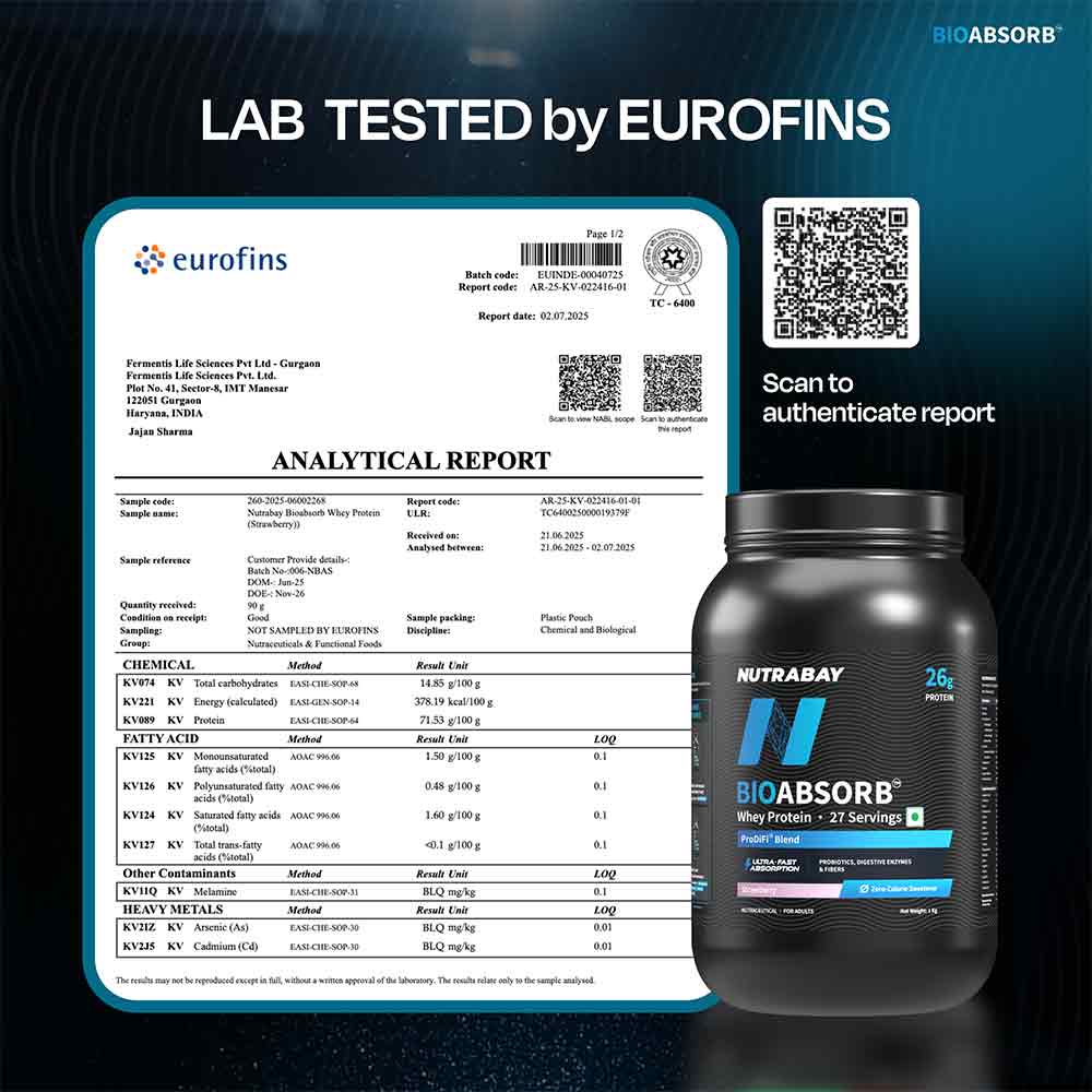 5 - Nutrabay BioAbsorb Whey Protein,  2.2 lb  Strawberry 