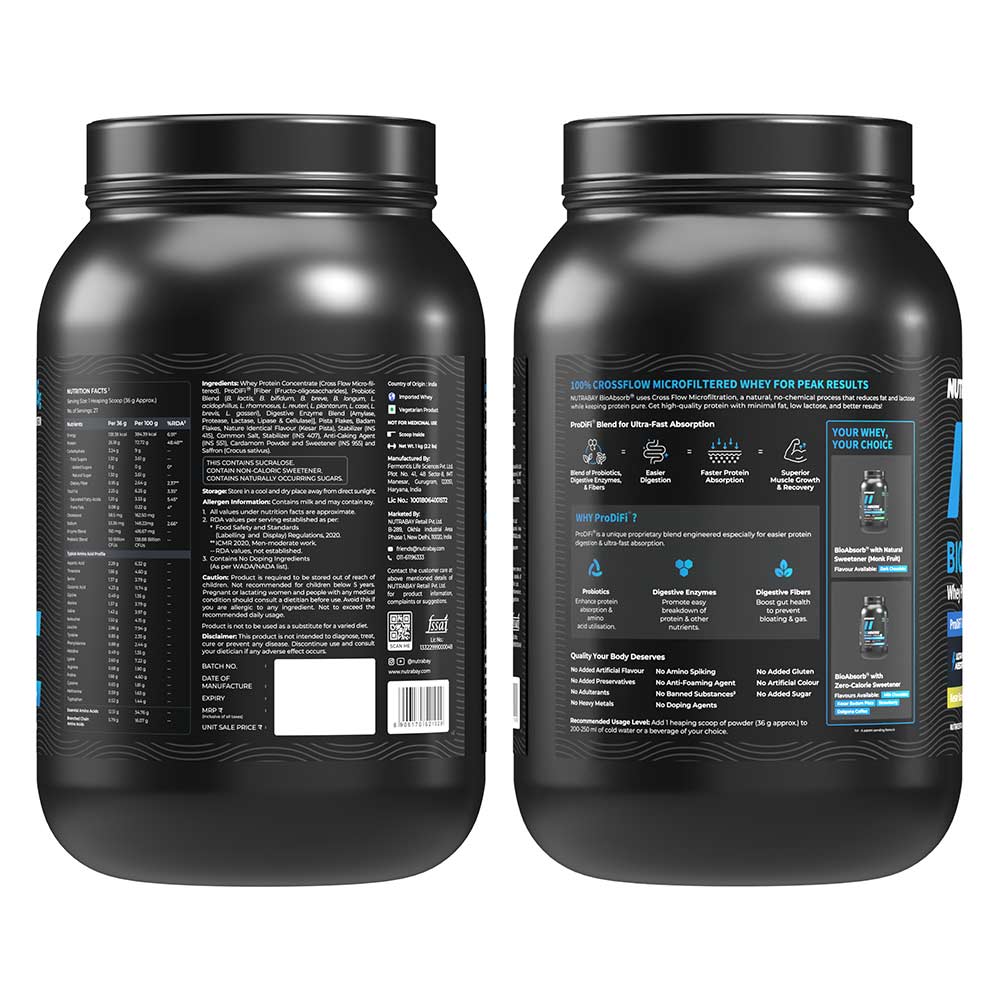 7 - Nutrabay BioAbsorb Whey Protein,  2.2 lb  Kesar Badam Pista 