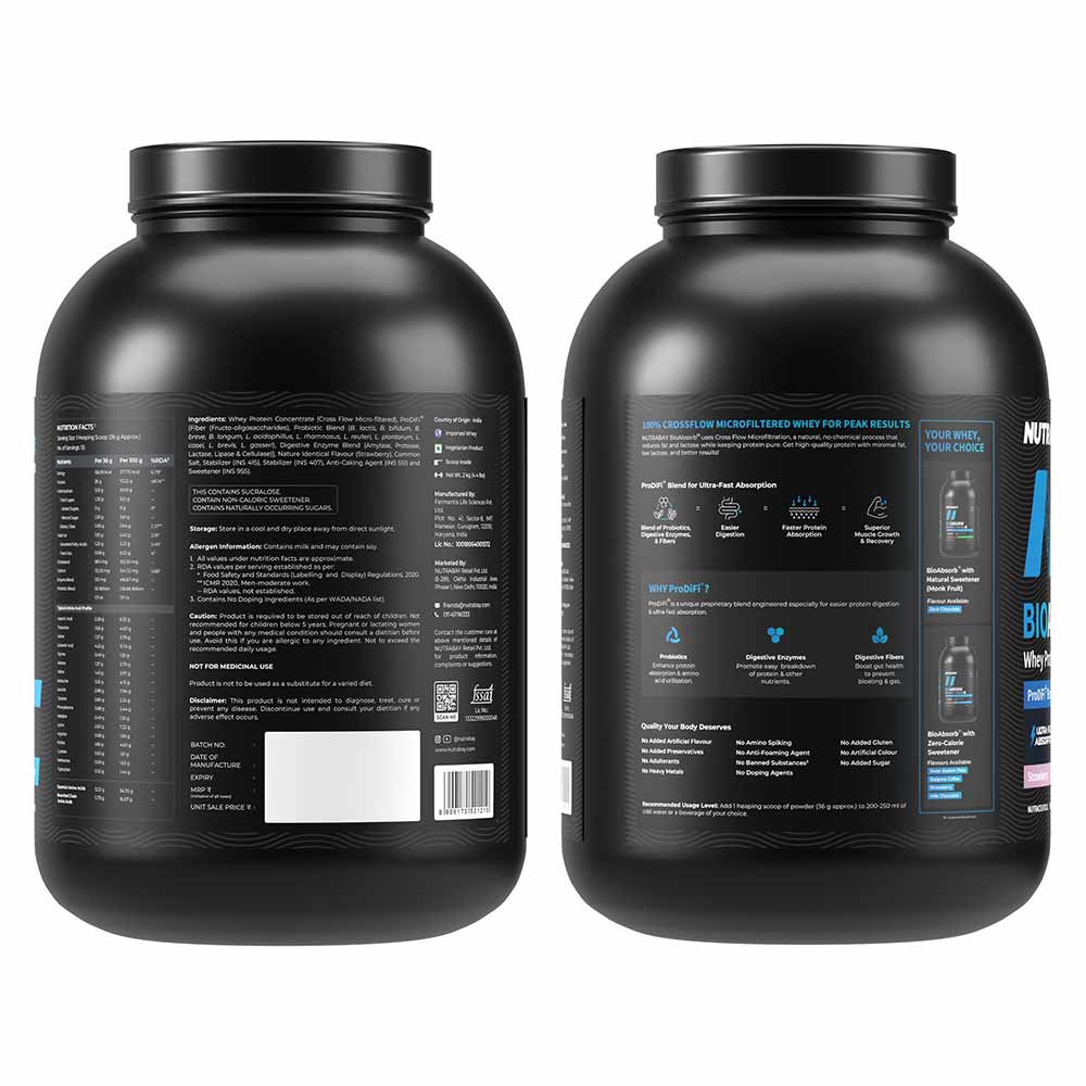 9 - Nutrabay BioAbsorb Whey Protein,  4.4 lb  Strawberry 