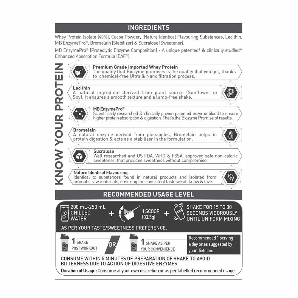 6 - MuscleBlaze Biozyme Iso-Zero,  2.2 lb  Low Carb Swiss Chocolate Hazelnut - Low Sweetness 