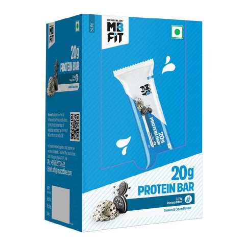 3 - MuscleBlaze Protein Bar (20 gm Protein),  6 bar(s)  Cookies & Cream 