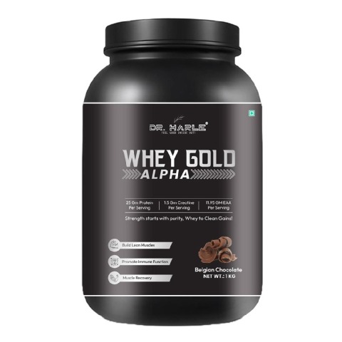 1 - DR. HARLE Alpha Whey Protein,  2.2 lb  Belgian Chocolate 
