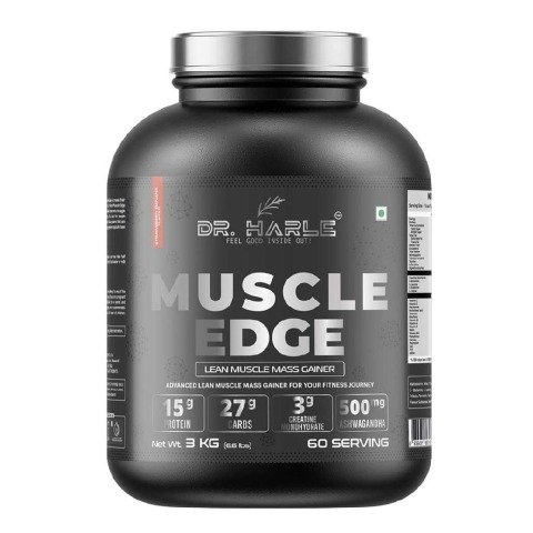 1 - DR. HARLE Muscle Edge Lean Muscle Mass Gainer, 6.6 lb Banana Strawberry