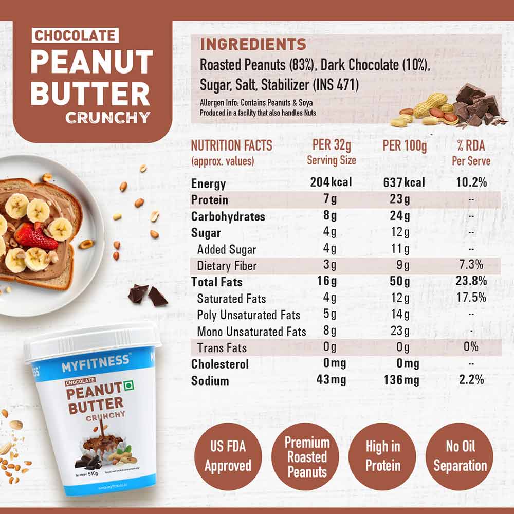 3 - Myfitness Chocolate Peanut Butter,  510 g  Crunchy 