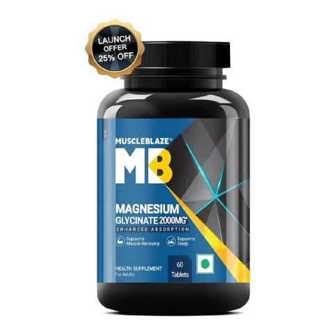 MuscleBlaze Magnesium Bisglycinate,  Unflavored  60 tablets 