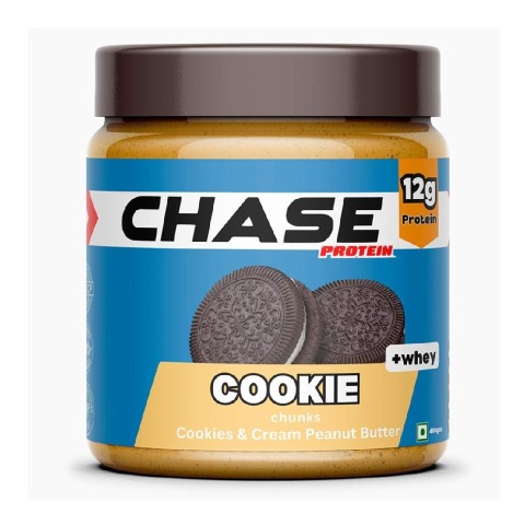 1 - Chase Protein Peanut Butter with Isolate Whey,  400 g  Cookies & Cream with Cookie Chunks 