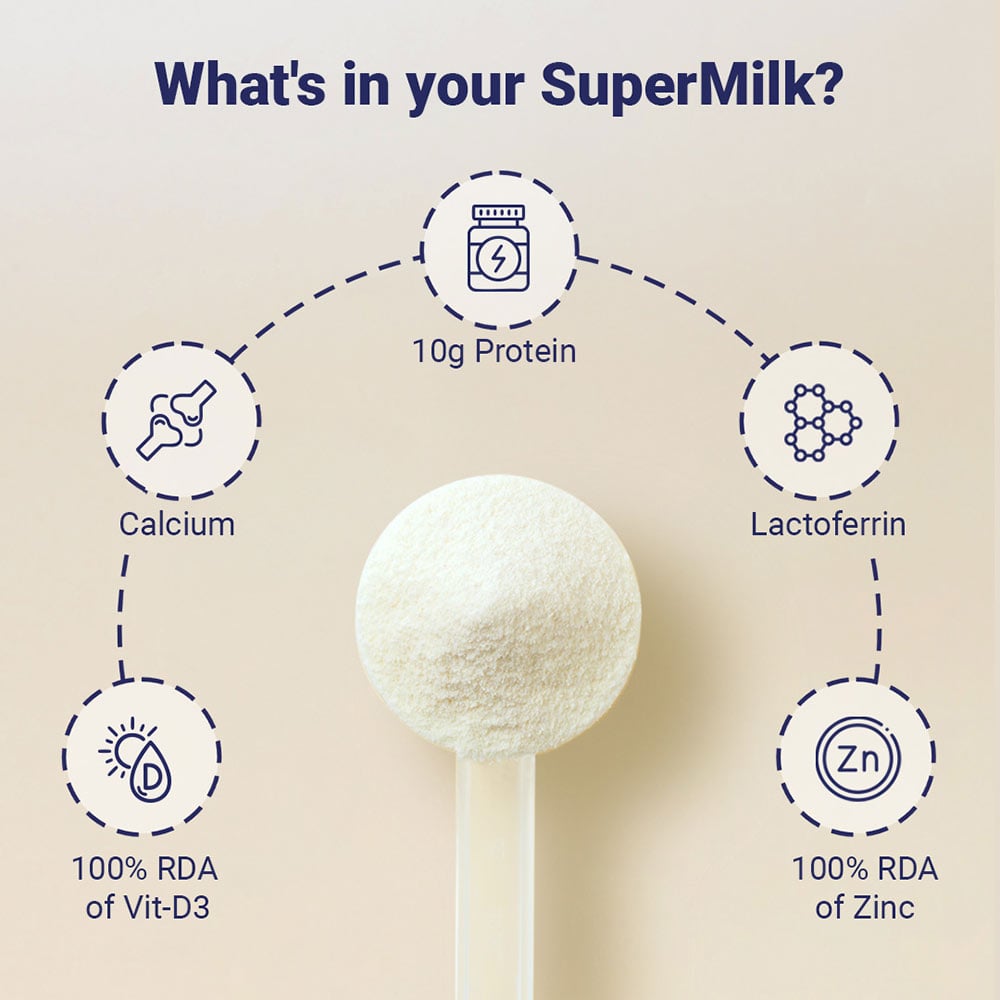 4 - Supermilk Height+ Unsweetened for 7-12 Yrs Boy Personalized Protein and Nutrition Drink Mix,  400 g  Creamy Vanilla