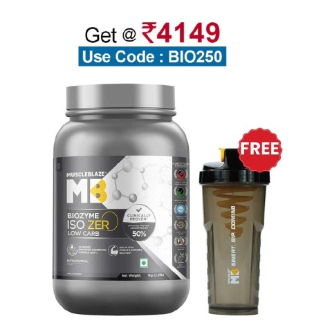 MuscleBlaze Biozyme Iso-Zero,  2.2 lb  Low Carb Unflavoured 