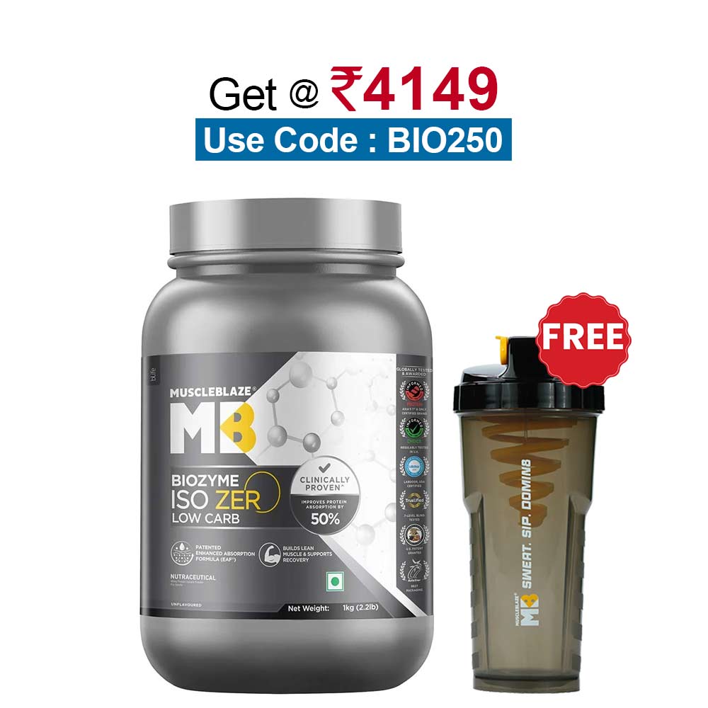 MuscleBlaze Biozyme Iso-Zero,  2.2 lb  Low Carb Unflavoured 