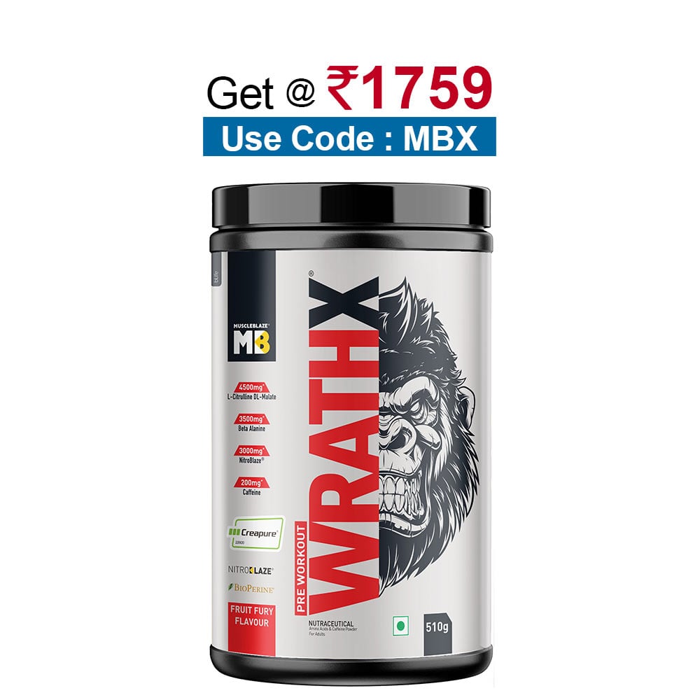 MuscleBlaze Pre Workout WrathX,  1.12 lb  Fruit Fury 