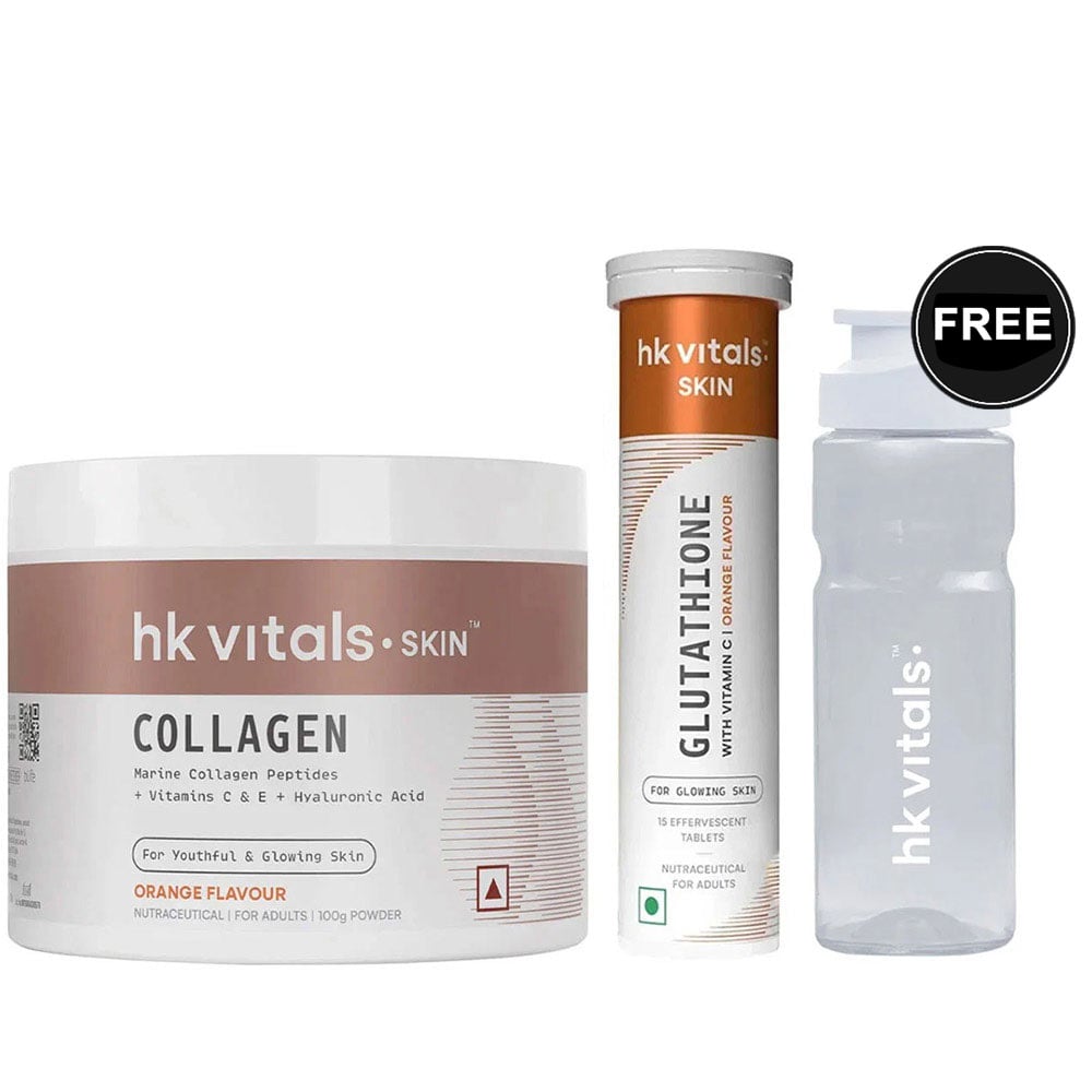 HealthKart HK Vitals Skin Radiance Collagen 100 g & Glutathione Effervescent 15 Tabs Orange Combo