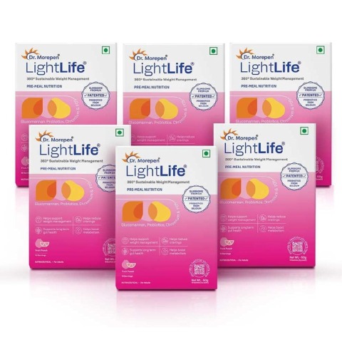 1 - Dr. Morepen LightLife Pre-Meal Nutrition,  10 sachets/pack  Fruit Punch (Pack of 6) 