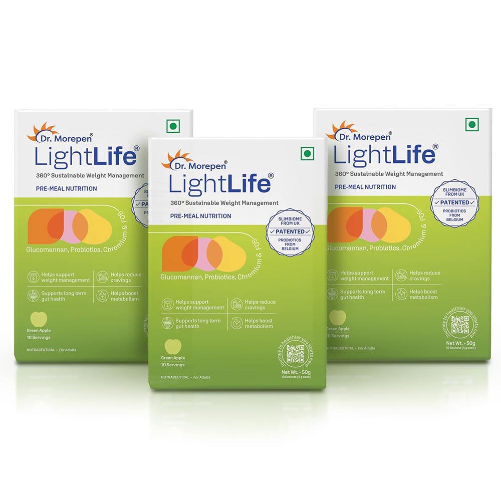 Dr. Morepen LightLife Pre-Meal Nutrition, 10 sachets/pack Green Apple (Pack of 3)-picture-31