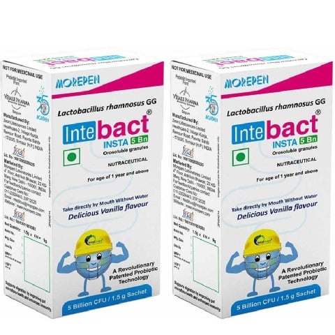 1 - Dr. Morepen Intebact Insta 5 Bn,  6 sachets/pack  Vanilla (Pack of 2) 