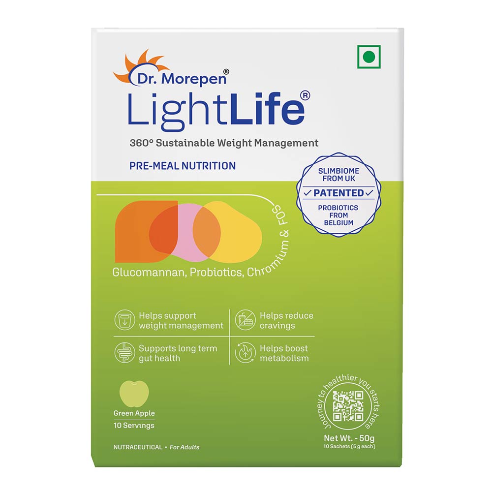1 - Dr. Morepen LightLife Pre-Meal Nutrition,  10 sachets/pack  Green Apple 