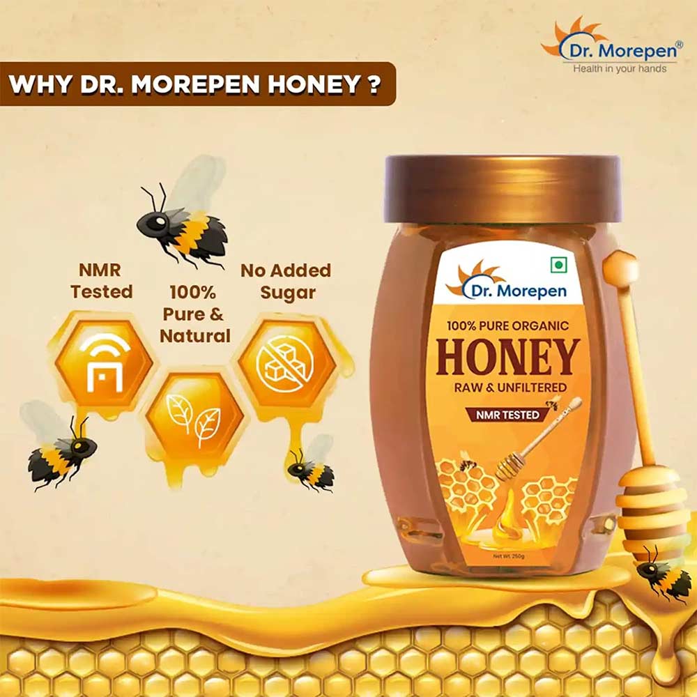 2 - Dr. Morepen 100% Pure Organic Honey & Multi Flora Honey,  250 g  Pure & Natural 