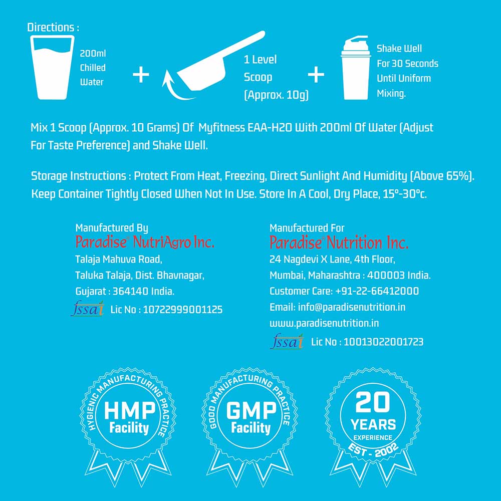 3 - Myfitness EAA-H2O,  Blue Raspberry  0.33 lb  15 Servings 