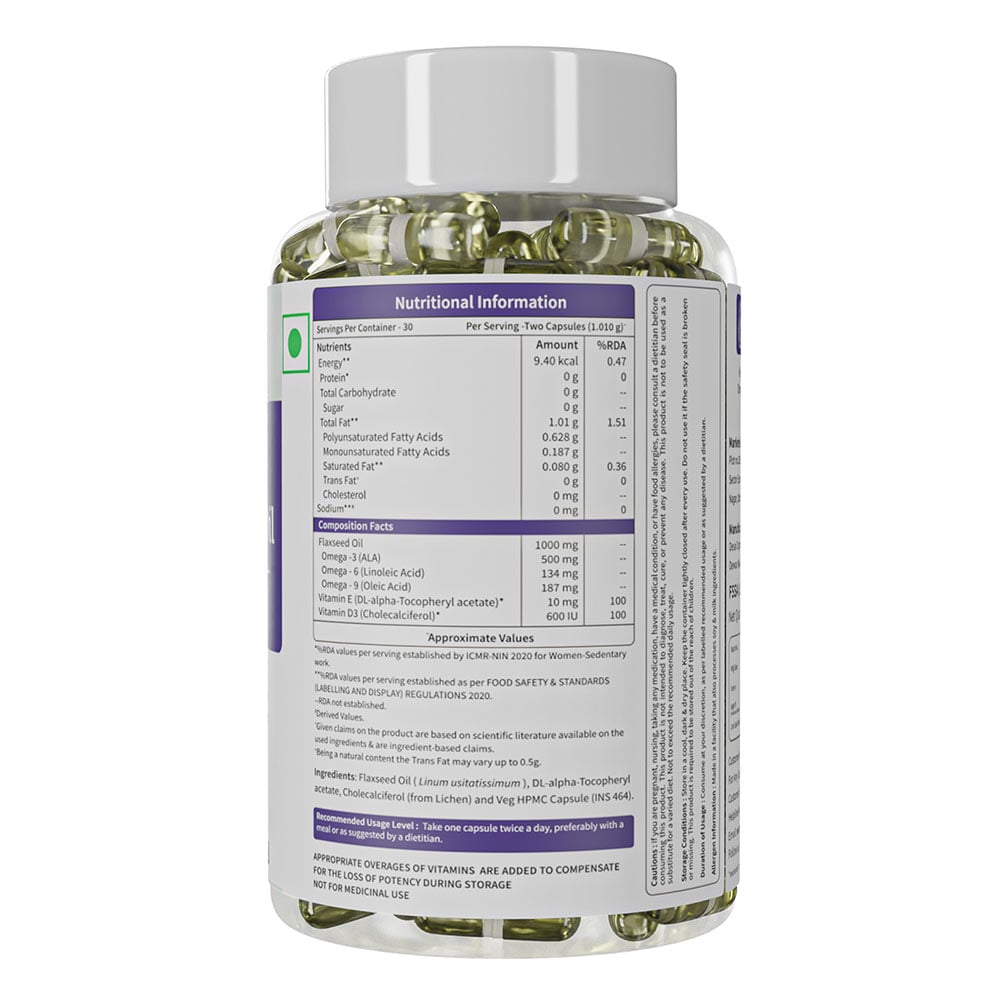 4 - Neuherbs Omega Flaxseed Oil 1000mg with 3-6-9,  60 capsules 