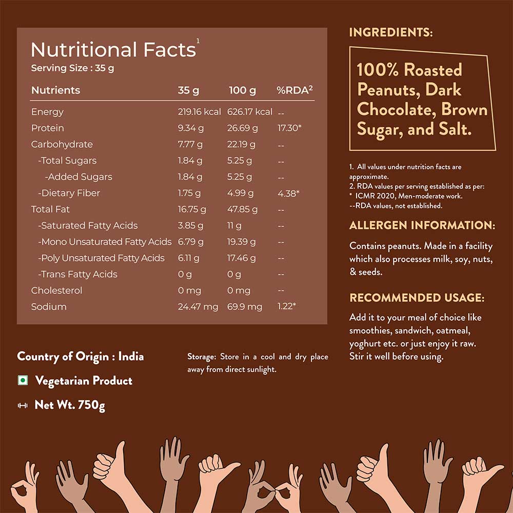 5 - Nutrabay Foods Chocolate Peanut Butter,  750 g  Chocolate Intense, Creamy 