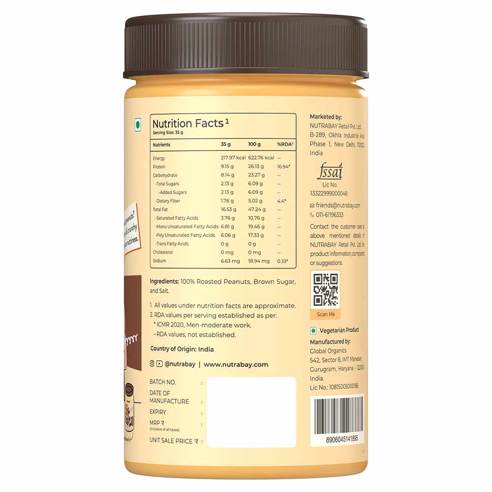 7 - Nutrabay Foods Original Peanut Butter,  750 g  Crunchy 
