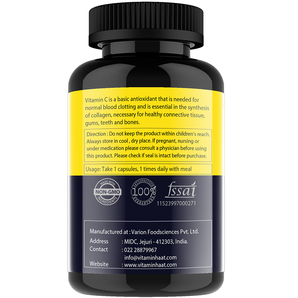 7 - Vitaminhaat Vitamin C with Bioflavonoids & Rose Hips,  90 capsules  Unflavoured 