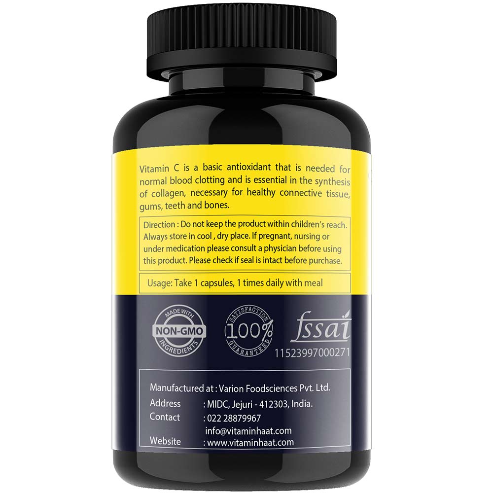 7 - Vitaminhaat Vitamin C with Bioflavonoids & Rose Hips,  60 capsules  Unflavoured 