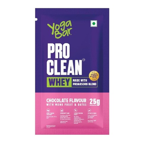 1 - Yogabar Pro Clean Whey,  1 sachets/pack  Chocolate with Monk Fruit & Dates 