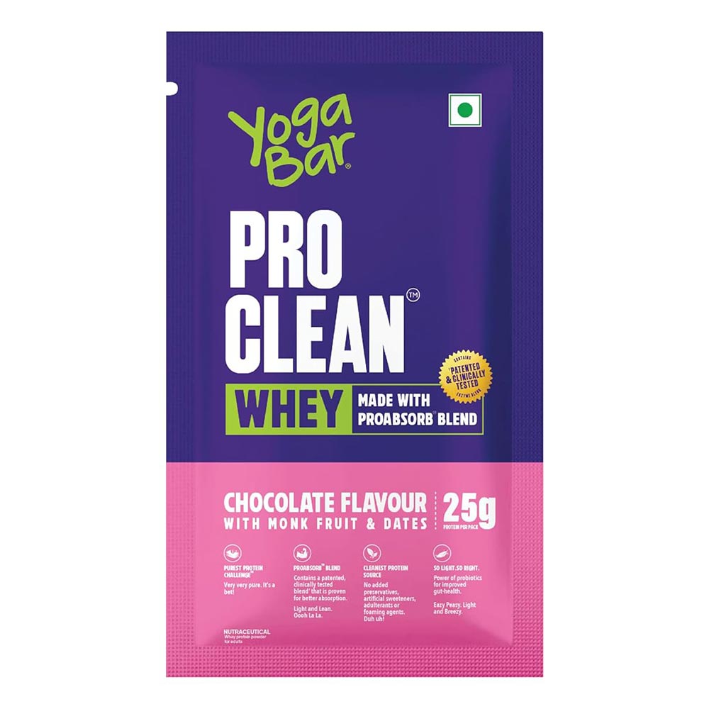 1 - Yogabar Pro Clean Whey,  1 sachets/pack  Chocolate with Monk Fruit & Dates 