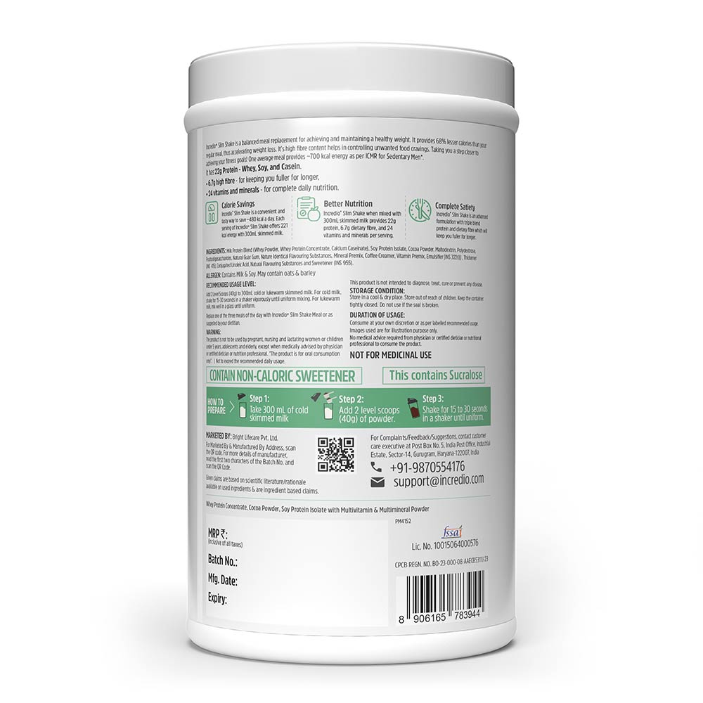 9 - Incredio Slim Shake,  480 g  Chocolate