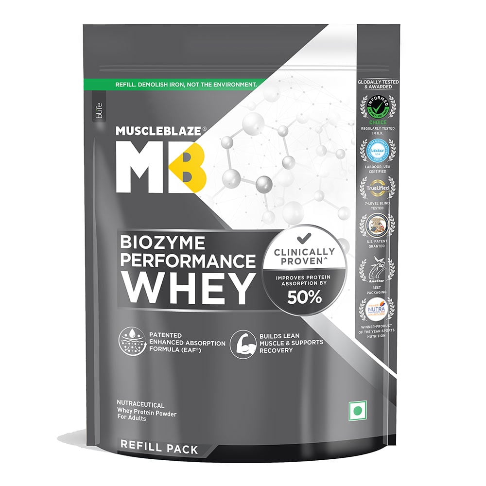 1 - MuscleBlaze Biozyme Performance Whey, 2.2 lb Refill Pack Rich Chocolate