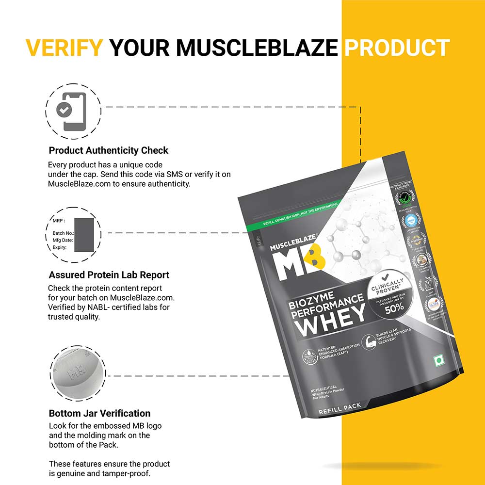 8 - MuscleBlaze Biozyme Performance Whey,  2.2 lb  Refill Pack Rich Chocolate