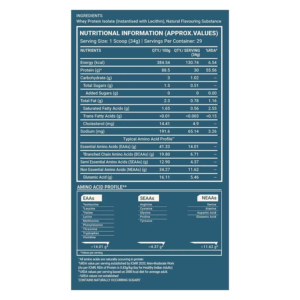 TrueBasics Clean Whey Protein Isolate 2.2 lb Vanilla & Steel Pro Shaker 700 ml Combo