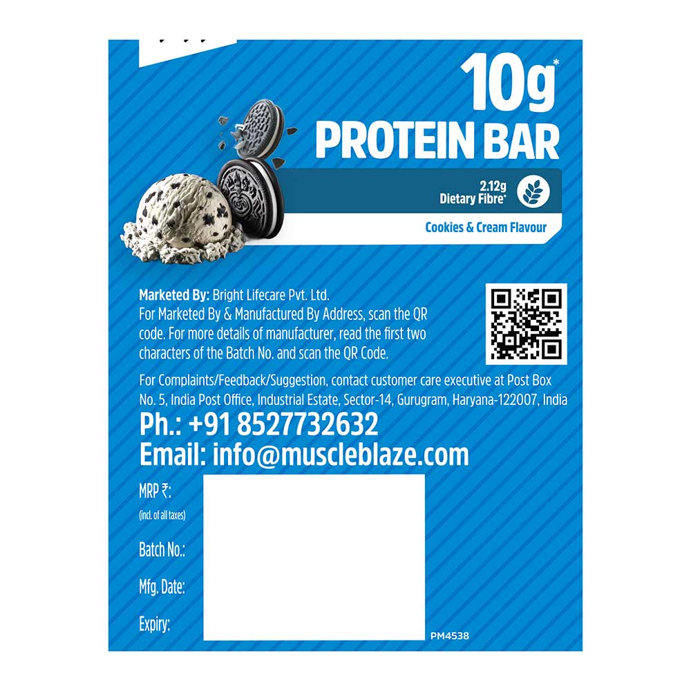 5 - MuscleBlaze Protein Bar (10 gm Protein),  6 bar(s)  Cookies & Cream 