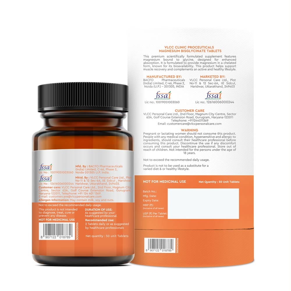 2 - VLCC Clinic Proceuticals Magnesium BisGlycinate,  Unflavoured  50 tablet(s) 