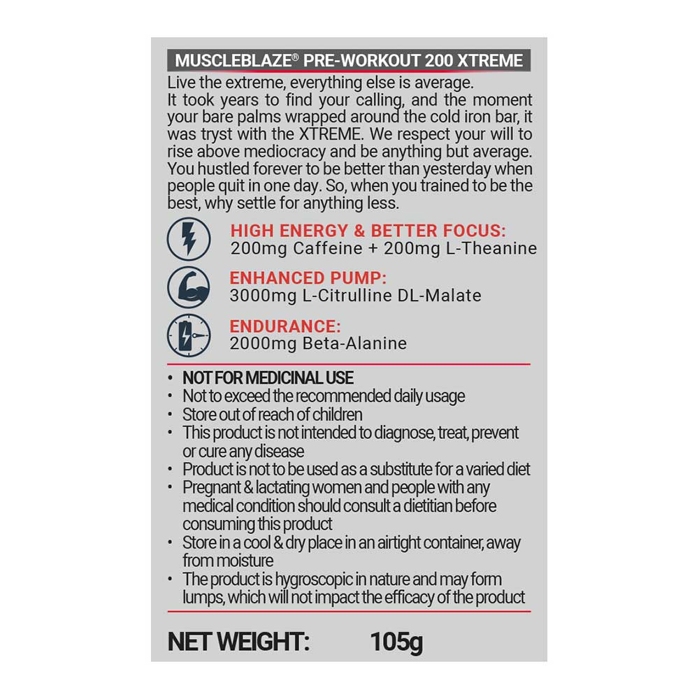 1 - MuscleBlaze PRE Workout 200 Xtreme,  0.23 lb  Strawberry Watermelon Ice 