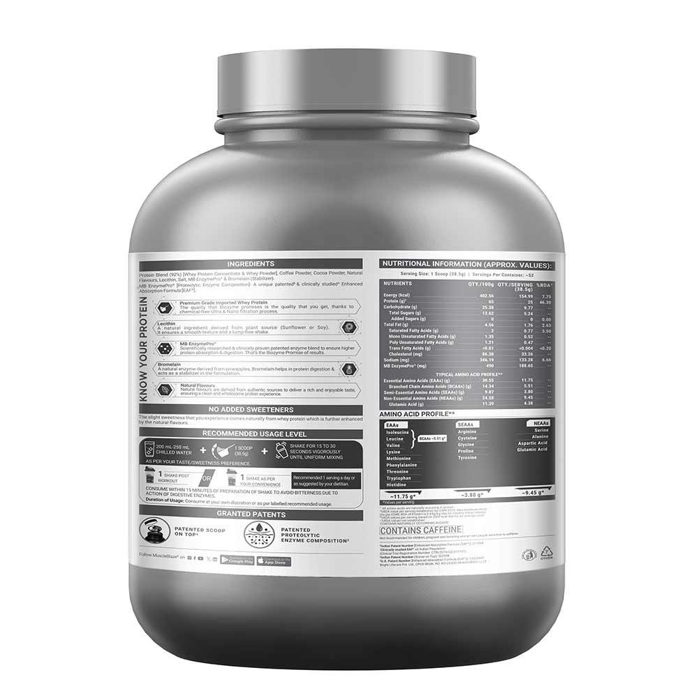 5 - MuscleBlaze Biozyme Performance Whey,  4.4 lb  Blue Tokai Cafe Latte 