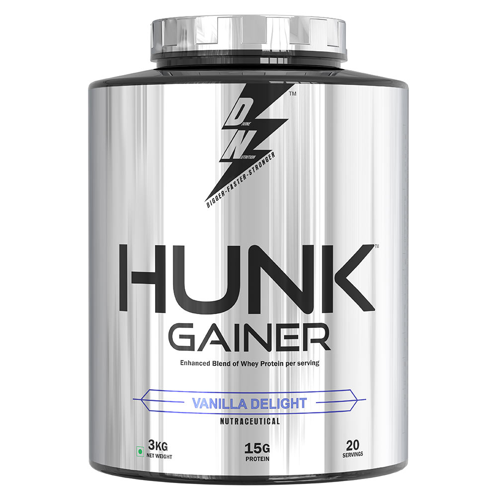1 - Divine Nutrition Hunk Gainer,  6.6 lb  Vanilla Delight 