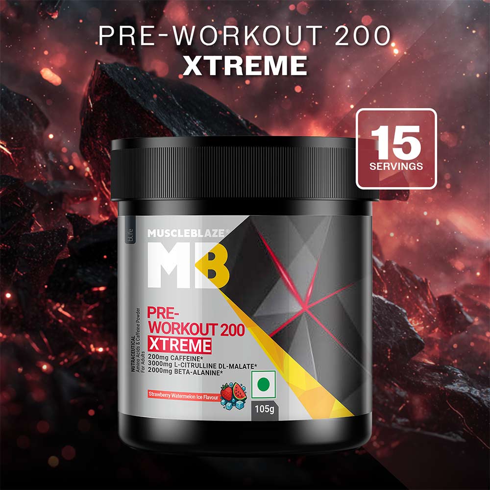 1 - MuscleBlaze PRE Workout 200 Xtreme,  0.23 lb  Strawberry Watermelon Ice