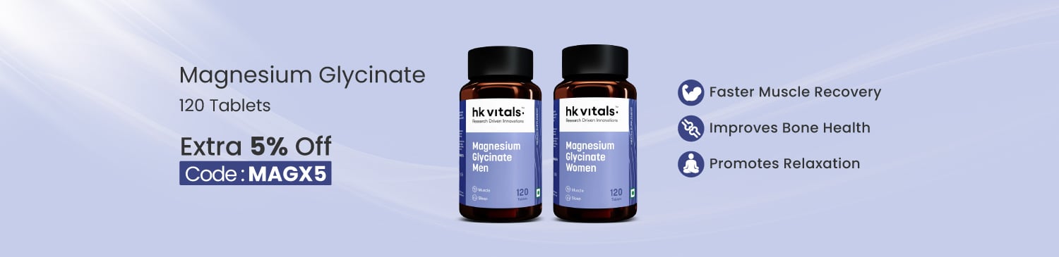 HK Vitals Magnesium Glycinate Men & Women 120 Tabs | Extra 5% Off | MAGX5
