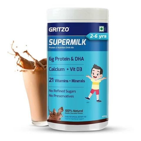 2 - Supermilk Gritzo Overall Growth for Boy/Girl 2-6 Yrs Protein & Nutrition Drink Mix OP,  400 g  Double Chocolate 